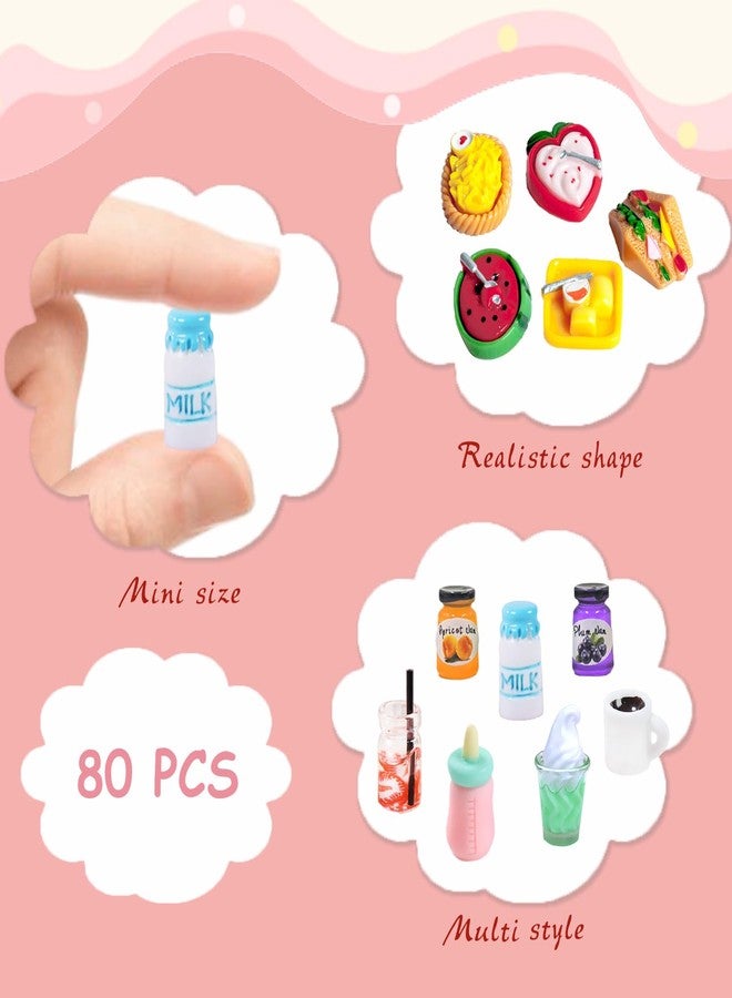 Thildani 80 Pcs Mini Food Miniature Dollhouse Accessories - 1:12 Scale Small Doll Food Decor Mini Kitchen Set & Tiny Things Toys - Image 2